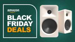 The cream Kanto ORA4 in front of a forest green background, featuring the words 'Amazon Black Friday Deals' in orange and white.