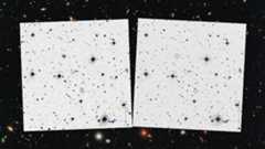 One night in 1952, five transient objects (blue circles) appeared and disappeared within an hour, archival sky surveys show. Scientists are digging into the decades-old mystery.