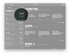 Launch Stocks, click the green or red value next to a stock in your Watchlist