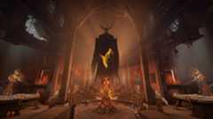 The Hidden King stood amid flames