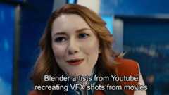 A meme about VFX from Reddit. Text reads: 'Blender artists from YouTube recreating VFX shot from movies'