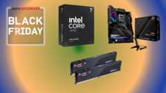 A CPU, RAM, and motherboard on a gradient background.