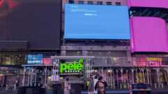 A digital billboard in New York&#039;s Time Square showing a blue screen of death due to the Crowdstrike outage of 2024.