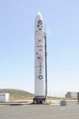 A Minotaur 4 rocket sits on its launch pedestal here Wednesday, Aug. 3, 2011. The Minotaur 4 will carry DARPA's hypersonic HTV-2 aircraft scheduled to launch from Vandenberg Air Force Base in California in August 2011.