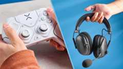 A Turtle Beach Victrix Pro BFG Reloaded controller and a Razer BlackShark V3 Pro gaming headset