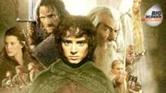 The poster for The Lord of the Rings: The Fellowship of the Ring with a close-up of Elijah Wood as Frodo Baggins