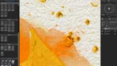 Rebelle 7 review; drops of paint mix in a digital art art