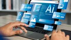 AI tools floating out of laptops 