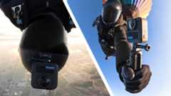 Two photos of skydivers using the GoPro Max 2 action cam