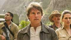 Ethan Hunt (Tom Cruise) flanked by IMF teammates Degas (Greg Tarzan Davis), Benji (Simon Pegg) and Grace (Hayley Atwell) in a scene from &quot;Mission: Impossible - The Final Reckoning&quot;