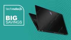 Acer Nitro V 15 gaming laptop against a cyan TechRadar deals background