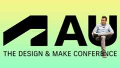 AU 2025; a man sits in the U of a logo on a green and yellow background