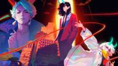 Possessor(s) key art showing protagonists standing amid ruined city.