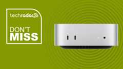 Mac mini M4 on a green background