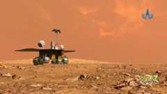 Artist&#039;s illustration of China&#039;s Tianwen-1 Mars rover, which has been named &quot;Zhurong,&quot; on the Red Planet. Zhurong is expected to land in mid-May 2021.