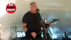 James Hetfield singing in a tent