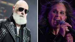 Rob Halford onstage with Judas Priest in 2025, and Ozzy Osbourne onstage in 2022