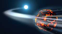 foreground shows large rock melting; background shows bright white star