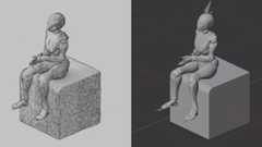 A demo image of a Blender plugin that turns 3D models to pencil sketches