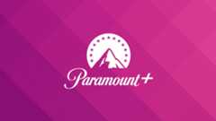 Paramount Plus logo on a magenta background