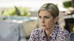 Rhea Seehorn as Kim Wexler, looking worried, in Better Call Saul