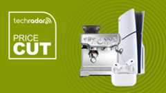 PS5, AirPods Pro 2 and Sage coffee maker on a green background