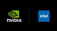 The Nvidia and Intel Logos side by side against a black background