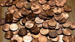 A group of pennies are seen in a file photo.