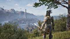 An Argonian character looking over the Imperial City in The Elder Scrolls 4: Oblivion Remastered