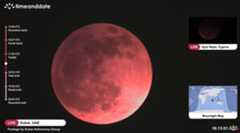 The blood moon at full eclipse from Dubai
