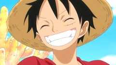 Monkey D Luffy smiling during one of the best Crunchyroll anime series, One Piece. 