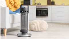 Space heater in bright kitchen