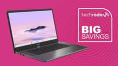 An Acer Chromebook Plus 515 against a techradar deals background