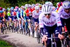Slovenian Tadej Pogacar of UAE Team Emirates pictured in action during the men elite race of the Liege-Bastogne-Liege one day cycling event, 254,5 km km from Liege, over Bastogne to Liege, Sunday 21 April 2024. BELGA PHOTO DIRK WAEM (Photo by DIRK WAEM / BELGA MAG / Belga via AFP)