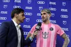 FORT LAUDERDALE, FLORIDA - OCTOBER 24: Rodrigo De Paul #7 of Inter Miami CF talks to the media after the 2025 MLS Cup Playoff match between Inter Miami CF and Nashville SC at Chase Stadium on October 24, 2025 in Fort Lauderdale, Florida. (Photo by Leonardo Fernandez/Getty Images)