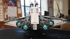 Image of the Lego Star Wars Venator-Class Republic Attack Cruiser. Rear view of the Lego Star Wars Venator showing off the ion thrusters.