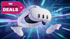 Image of the Meta Quest 3S VR headset for Cyber Monday.