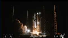 A SpaceX Falcon 9 rocket launches 28 Starlink satellites from Florida on Oct. 7, 2025.