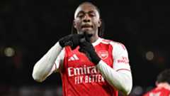 Eze celebrating his goal against Tottenham Hotspur as he grabbed a hattrick in the North London Derby as Arsenal won 4-1 in the Premier League.