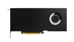 An Nvidia RTX A4000 graphics card against a white background