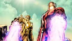 Two Celestials blasting a crowd of people