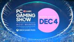 The PC Gaming Show Most Wanted 2025 logo from its YouTube channel, featuring the date highlighted on December 4 and the "powered by Xbox Game Pass" logo at the bottom