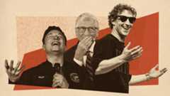 Photo collage of Elon Musk, Bill Gates, and Mark Zuckerberg