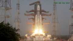 An Indian LVM3 rocket launches the BlueBird 6 smartphone satellite for AST SpaceMobile on Dec. 23, 2025.