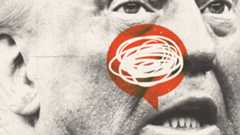 Illustration of Donald Trump with a speech bubble