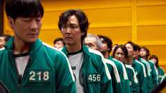 Lee Jung-jae in the line of players in Squid Game, one of the best Netflix Shows