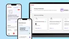 McAfee software shown on an iPhone and a PC