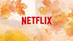 Netflix logo on abstract autumn background
