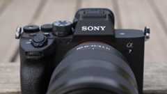 The front of the Sony A7 IV camera showing its viewfinder bump