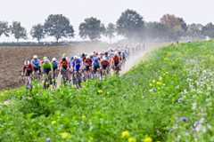 Belgian Tim Wellens and Slovenian Matej Mohoric pictured in action during the men's elite race at the UCI World Gravel Championships, Sunday 12 October 2025, in Maastricht, The Netherlands. BELGA PHOTO DIRK WAEM (Photo by DIRK WAEM / BELGA MAG / Belga via AFP) (Photo by DIRK WAEM/BELGA MAG/AFP via Getty Images)